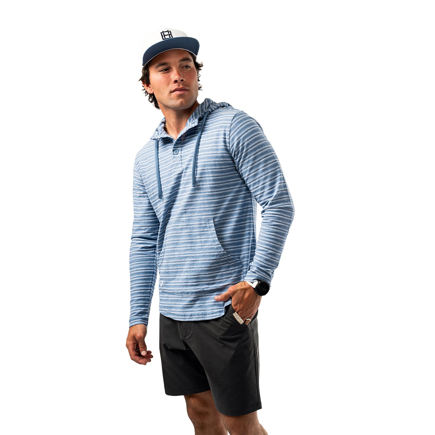 Bauer Lightweight Stripe Hoodie - blue horizon - Sr.