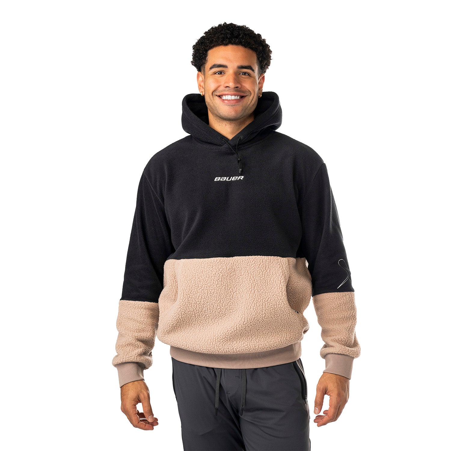 Bauer Polarfleece Hoodie - schwarz/tau - Sr.