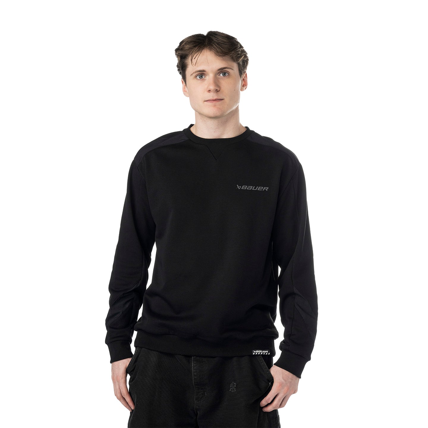 Bauer Knit Woven Crew - schwarz  - Sr.