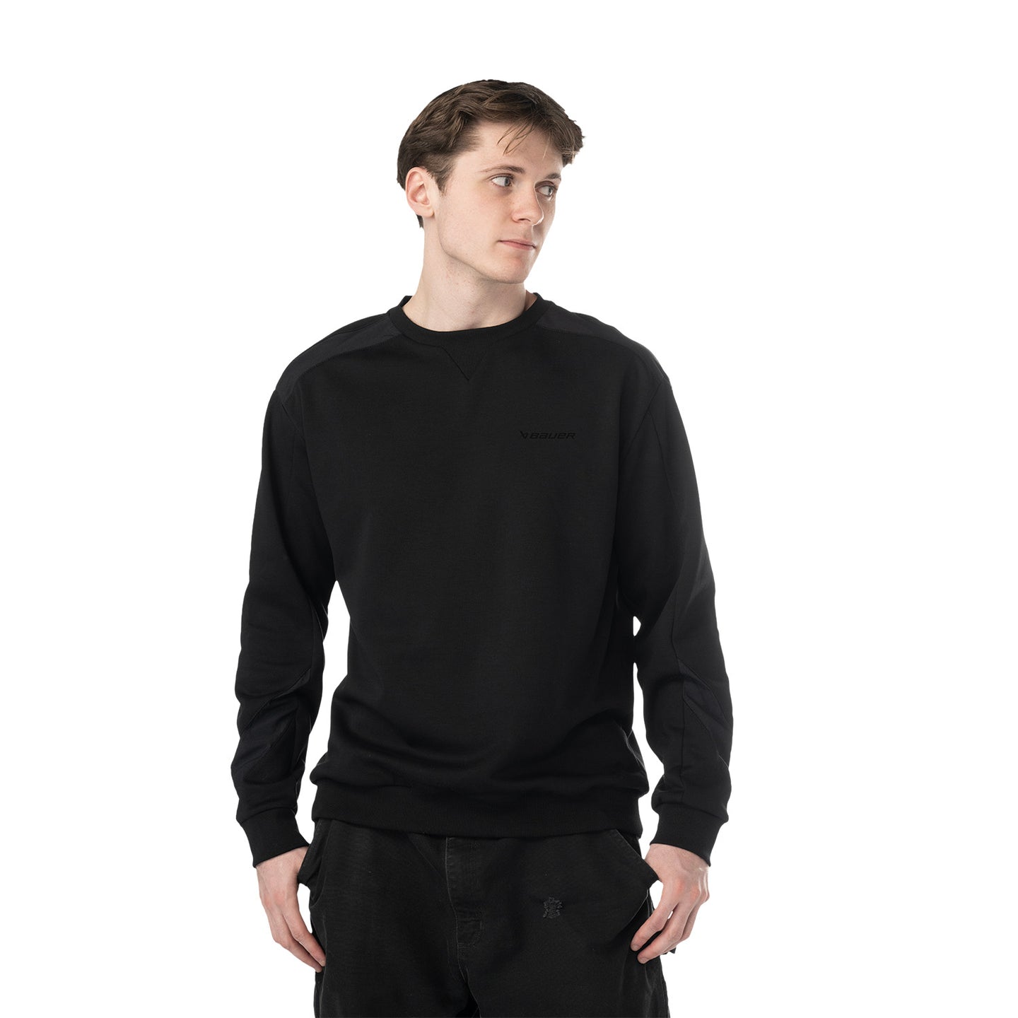 Bauer Knit Woven Crew - schwarz  - Sr.