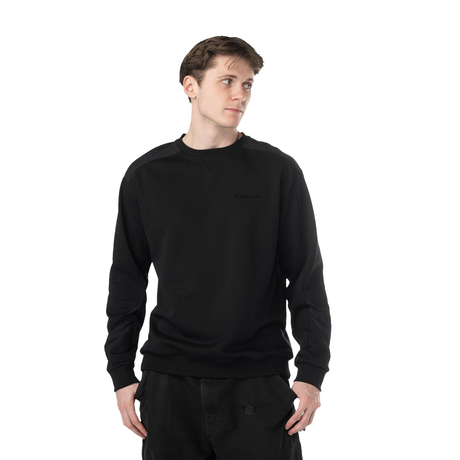 Bauer Knit Woven Crew - schwarz  - Sr.