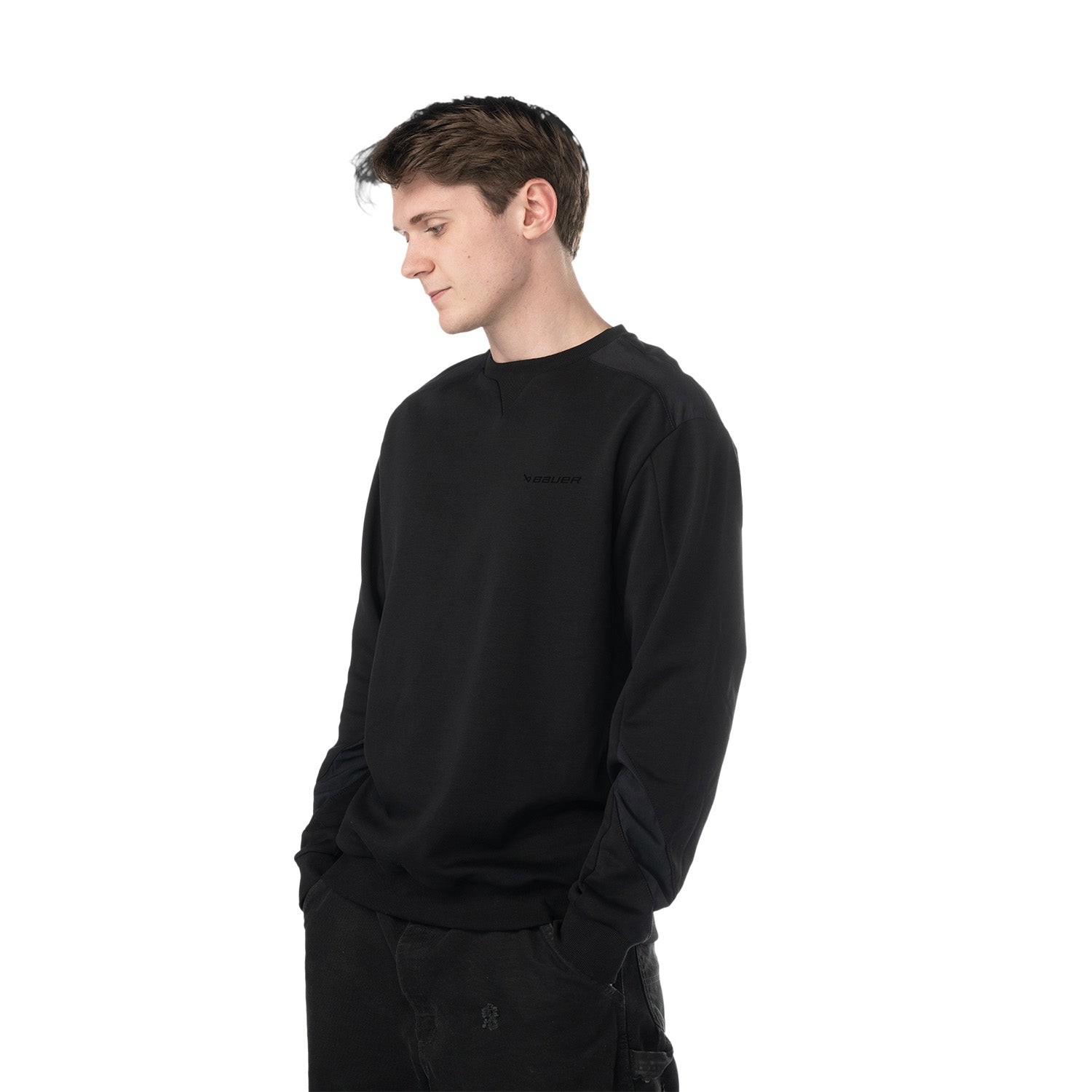 Bauer Knit Woven Crew - schwarz  - Sr.