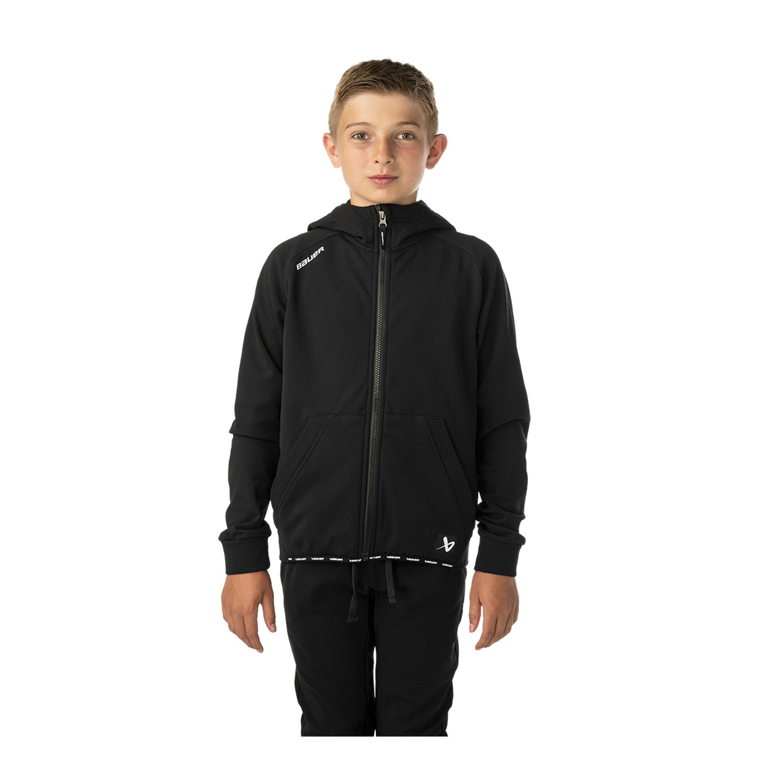 BAUER Fleece Zip Hoodie Team - schwarz - Yth.