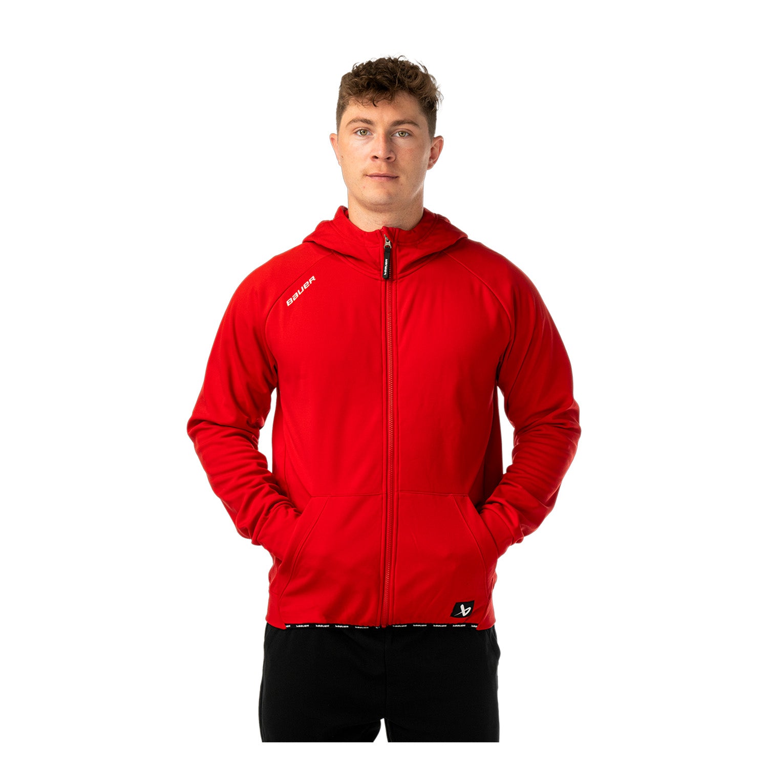 BAUER Fleece Zip Hoodie Team - rot - Sr.