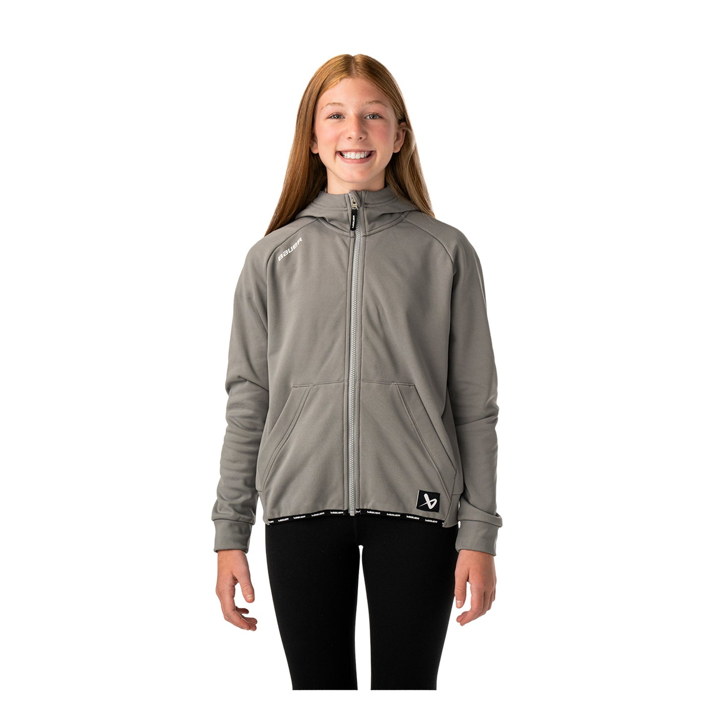 BAUER Fleece Zip Hoodie Team - grau - Yth.