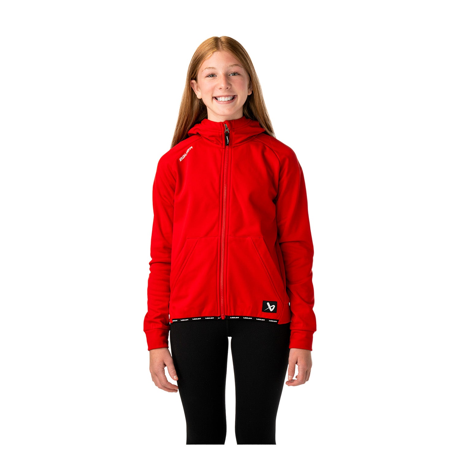 BAUER Fleece Zip Hoodie Team - rot - Yth.