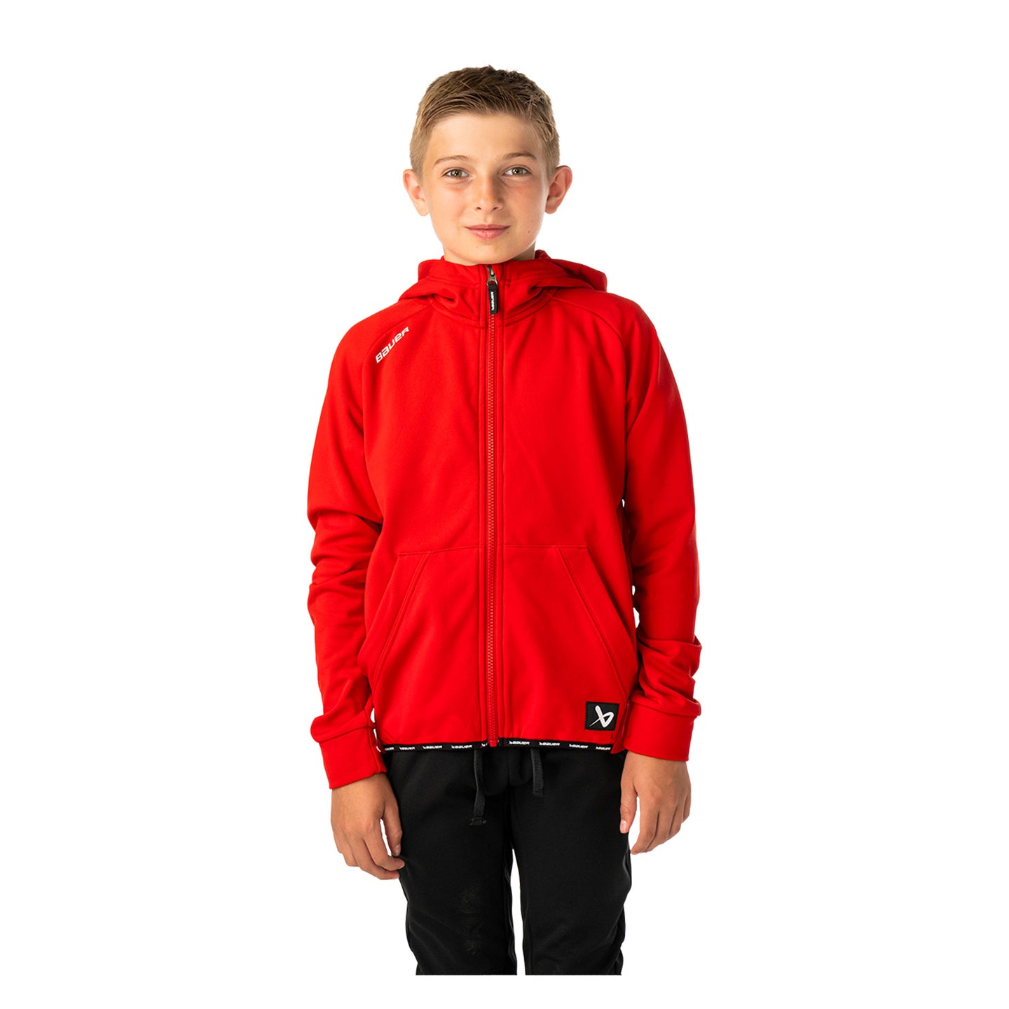 BAUER Fleece Zip Hoodie Team - rot - Yth.
